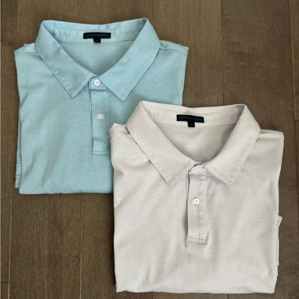 Patrick Assaraf - Men's light blue and lavender silk blend shirts (size M)